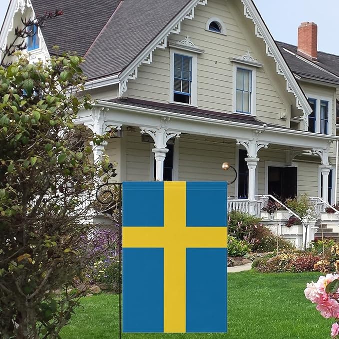 Sweden Flag Swedish Flag, Small Swedish Garden Flags for Yard Patio Porch Independence Day Patriotic Festival Outdoor Decorations
