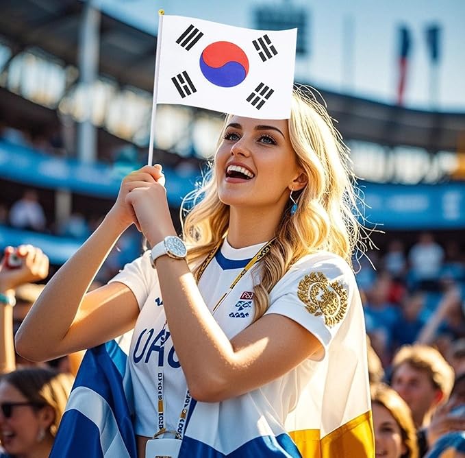 20 Pack Small South Korea Flags on Stick Mini Handheld Korean Flag for Parades, Independence Day and Patriotic Events 5x8 Inch Durable Weather-Resistant Flags with 12 Inch Sticks(South Korea)