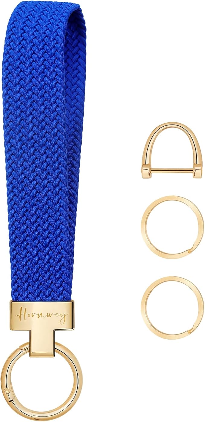 Hovmwey Elastic Wristlet Keychain for Women Men, Cute Car Key Chain, Braided Wrist Strap Lanyard for Keys ID Badges