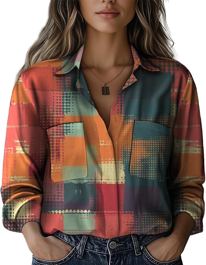 Boho Shirts for Women Vintage Graphic Casual Lightweight Long Sleeve Dressy Gauze V Neck Oversized Beach Top