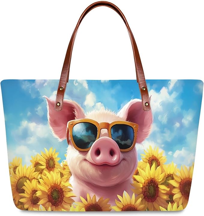 Womens Zip Up Tote Handbag Daisy Print Large Capacity Tote Purse Handbag Big Tote Bag Purse For Work Laptop