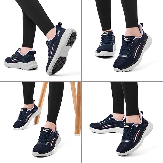 Treesky Non Slip Work Shoes for Women in Food Service - Slip Resistant, Comfortable & Lightweight Sneakers, Suitable for Restaurant, Kitchen & Nursing Crews