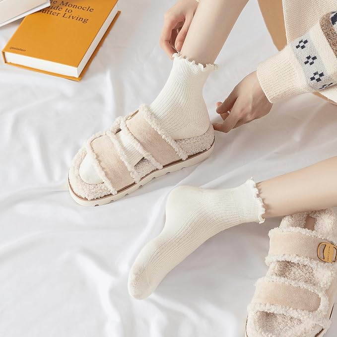 Hstyle 6 Pairs of Ruffle Socks Women, Cute Ruffle Ankle Socks