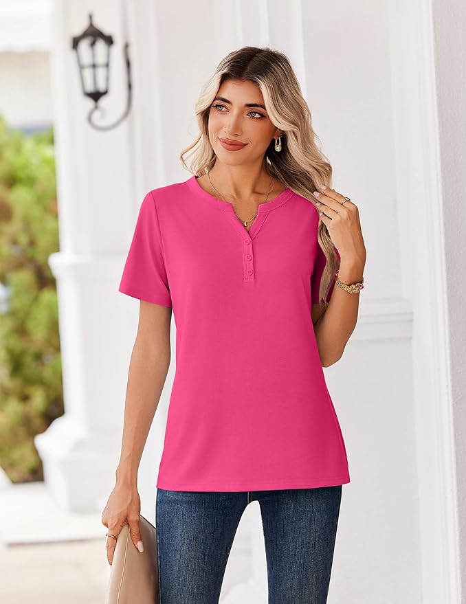 Zeagoo Womens Summer Tops V Neck Short Sleeve Shirts Dressy Casual Blouse Spring Vacation Tshirts Clothes