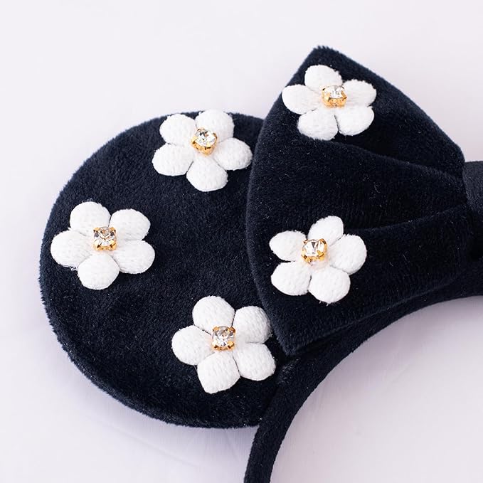 KARETT Sequins Mouse Ears Headband With Glitter Bow Princess Party Decorations For Girls Women