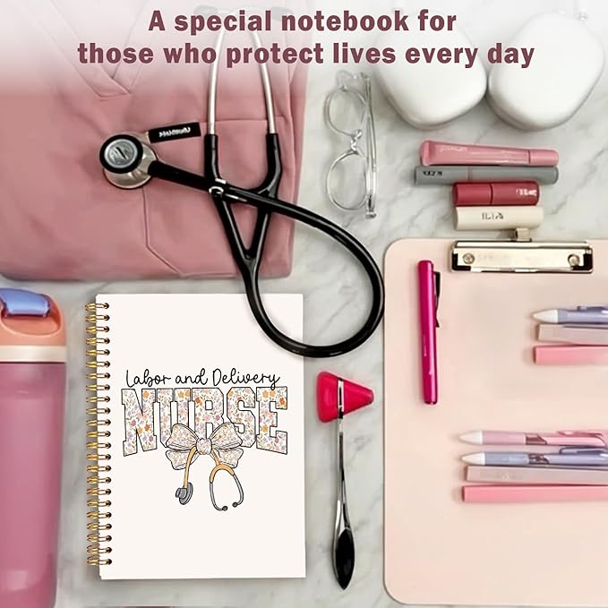 Lacama Nurse Gifts for Women, Nurse Notebook Journal, Nursing School Essentials, Nurse Appreciation Gifts, Nurses Week Gifts, Stethoscope Bow Spiral Notebook, Office School Supplies
