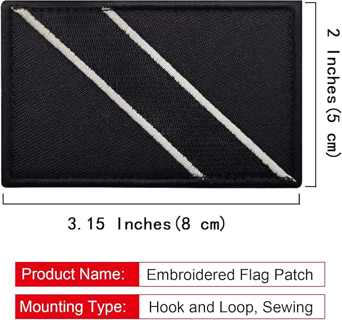 EmWoot 2PCS Trinidad and Tobago Flag Patch Embroidered Morale Patch Military Tactical Patches Hook and Loop(Black)
