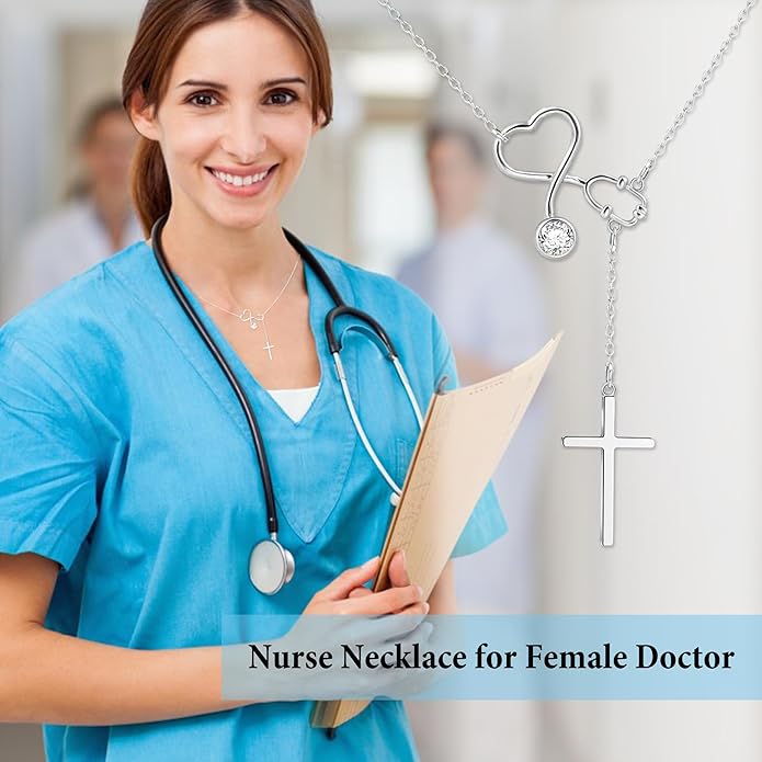 SmileBelle Nurse Gifts for Women, Nurse Necklace as Nursing Appreciation Practitioner Gifts for Nurses Female, Nursing School Stainless Steel Medical Assistant as Accessories for Work Woman New Nurses