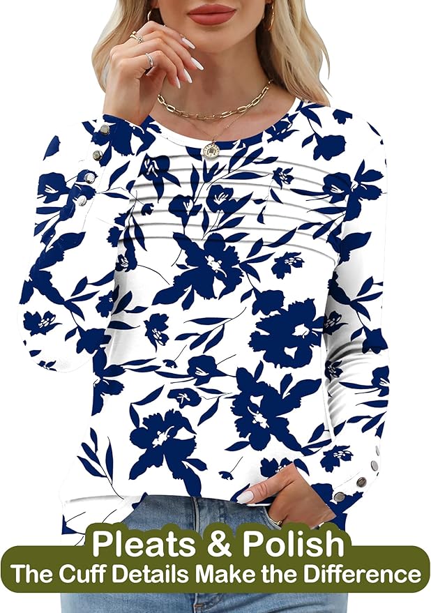 Blouses for Women Dressy Casual Long Sleeve Fall Fashion Tops Trendy Outfits for Work Office Shirts Thicker Clothes