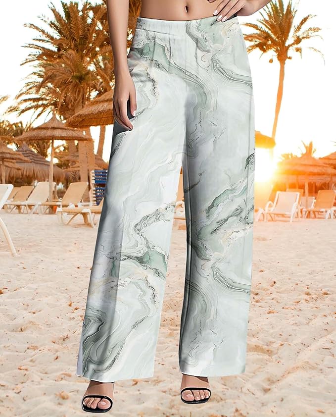 Womens Boho Pants Casual Oversize High Waisted Wide Leg Trousers Pattern Printed Ourdoors Pant for 2025 Summer