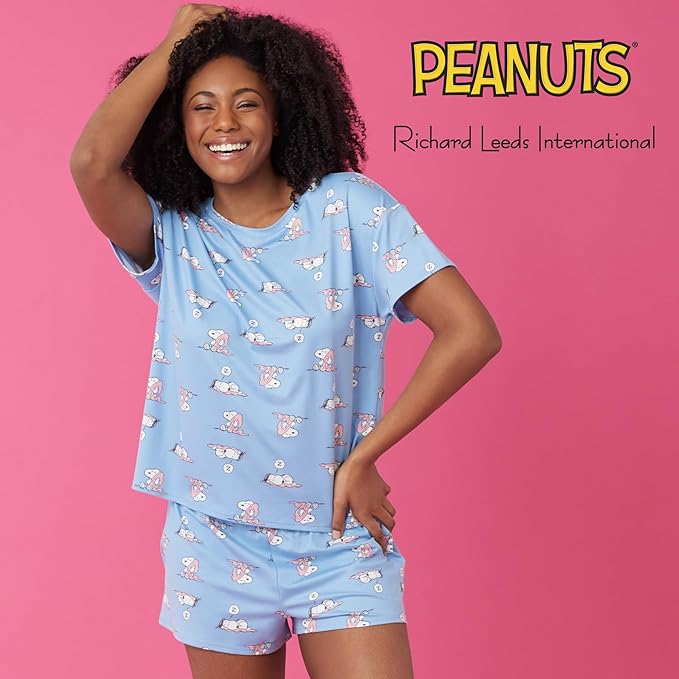 Richard Leeds International Womens Pajama Sets Disney | Hello Kitty |Snoopy Soft Stretch 2 Piece Short Lounge Sets for Women