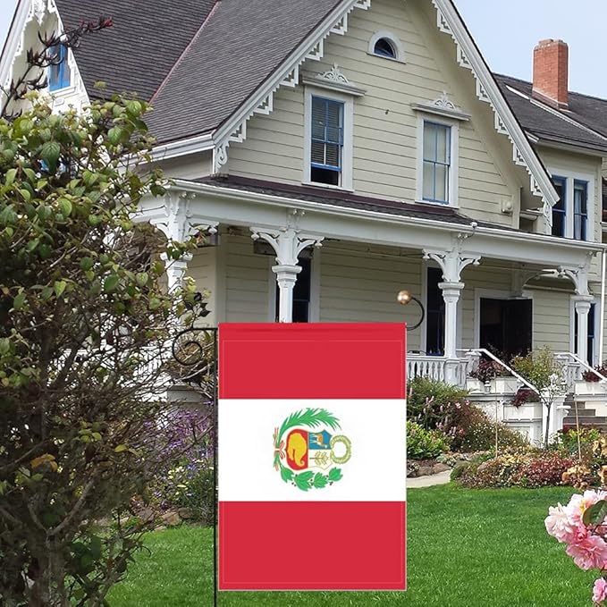 Peru Flag Peruvian Flag, Small Peruvian Garden Flags for Yard Patio Porch Independence Day Patriotic Festival Outdoor Decorations