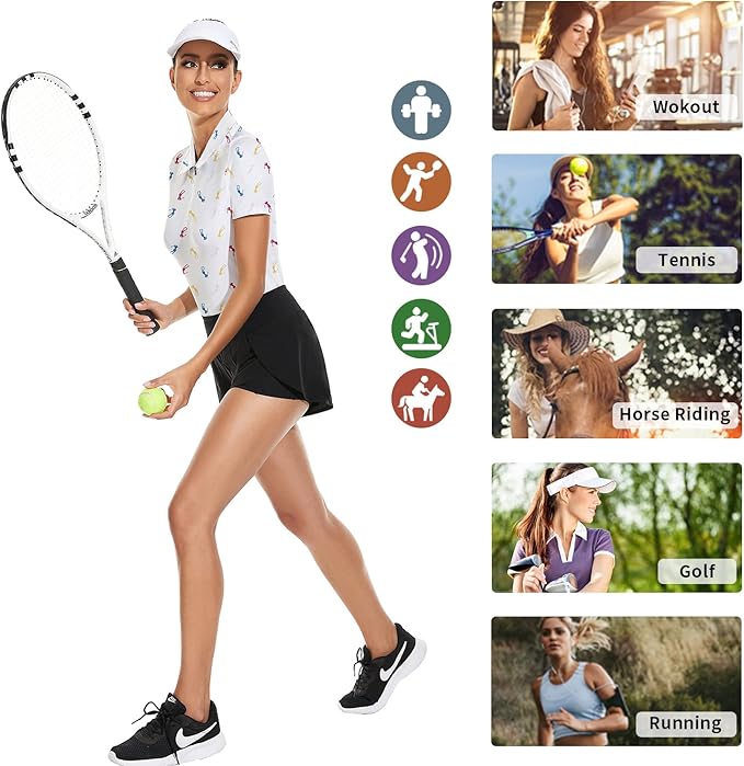 Women's Golf Shirt Short Sleeve Tennis Shirt Quarter Zip Golf Pullover Golf Polo Shirts Argyle Tops