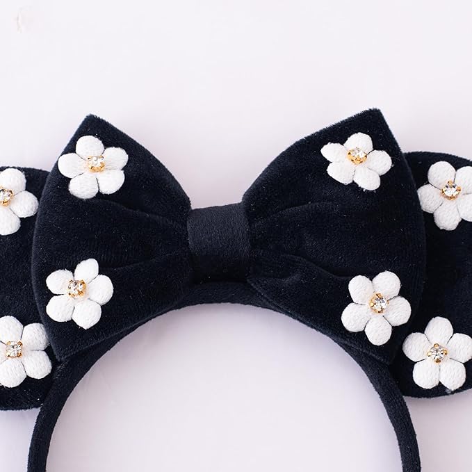 KARETT Sequins Mouse Ears Headband With Glitter Bow Princess Party Decorations For Girls Women