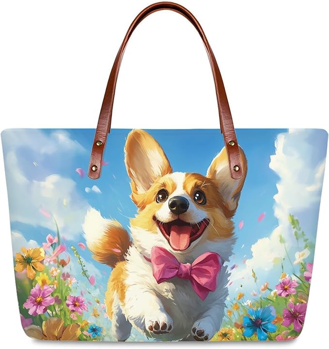 Womens Zip Up Tote Handbag Daisy Print Large Capacity Tote Purse Handbag Big Tote Bag Purse For Work Laptop
