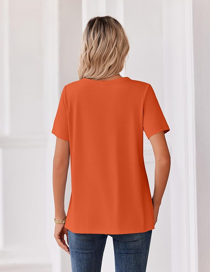 Zeagoo Womens Summer Tops V Neck Short Sleeve Shirts Dressy Casual Blouse Spring Vacation Tshirts Clothes