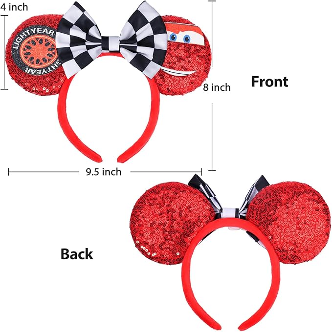 UNSPAZ Ears Headband, Sequin Mouse Ears for Women Girls Boys, Hamemade Soft Bow Headband for Cosplay Party Hair Accessories
