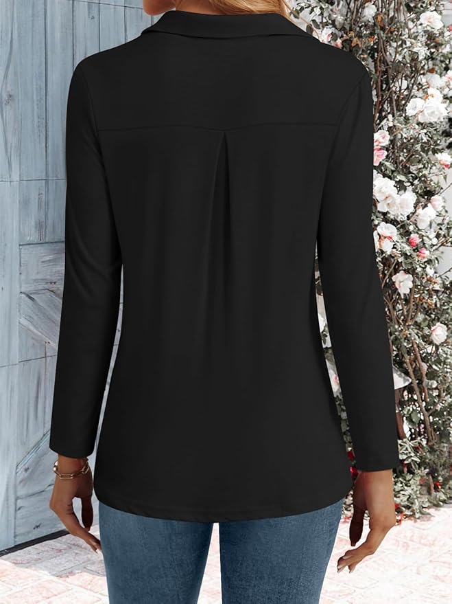 3/4 Length Sleeve Womens Tops Dressy Casual V Neck Polo Shirts Business Work Blouses 2025 Trendy Tunic Top