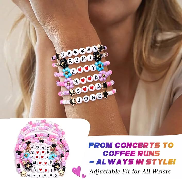 AICase for Korea-Pop Merch Gifts Toys Cosplay Birthday Decorations Bracelets Outfit Costume 6 Pcs Stackable Stretch Beaded Bracelets Merchandise Jewelry Gifts for Fans Women Christmas Stocking