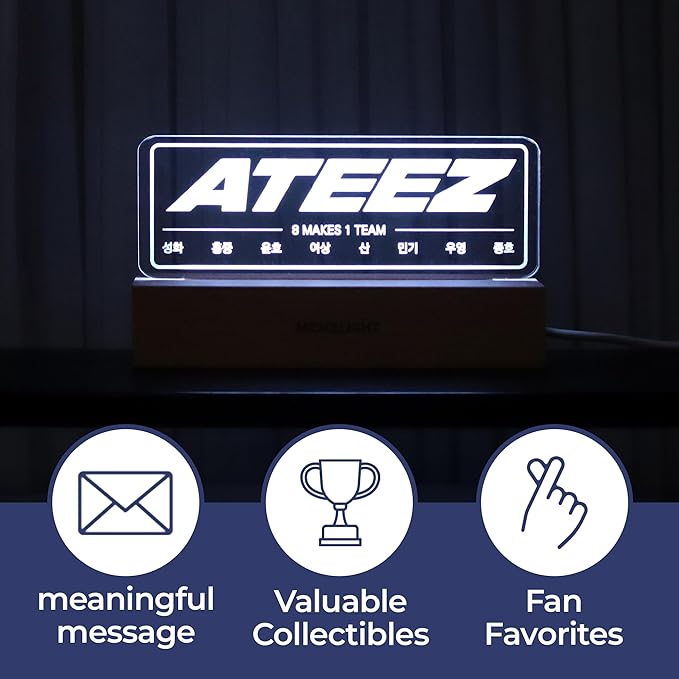 MEMELIGHT at.zee Night Light, Kpop Merchandise, Korean Idol Lamp for Atiny, 7RGB Color, Dimmer, 8.3 x 4.2 x 1.7