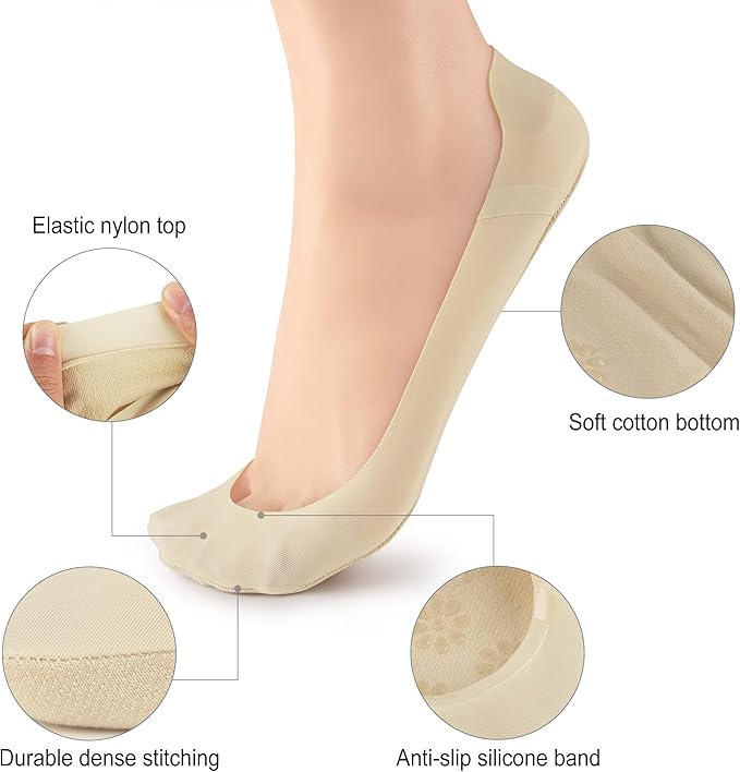 WISVOOO No Show Socks Womens Liner Ultra Low Cut Non Slip Invisible Socks for Flats