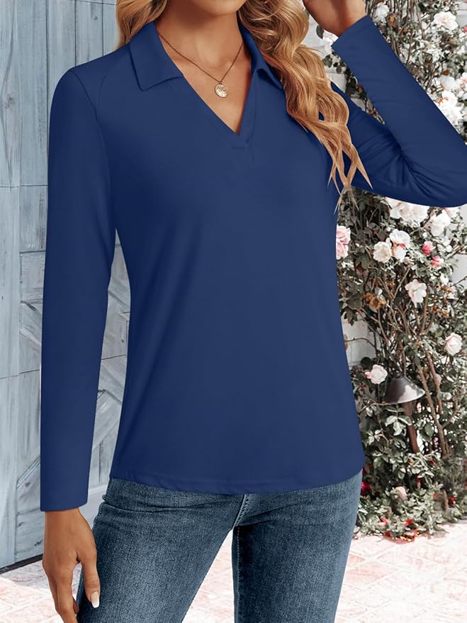 3/4 Length Sleeve Womens Tops Dressy Casual V Neck Polo Shirts Business Work Blouses 2025 Trendy Tunic Top