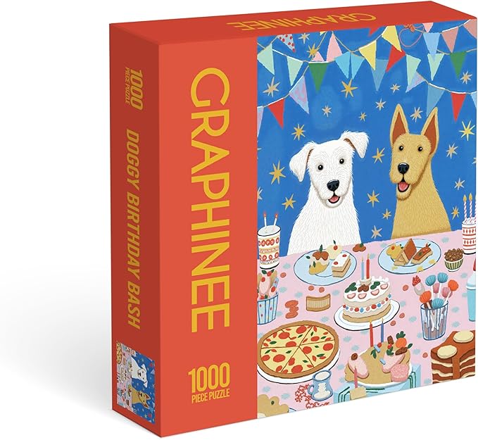 Graphinee Jigsaw Puzzles for Adults 1000 Pieces, Dog Birthday Party Puzzle, Colorful as Home Wall Decor for Family Challenging Games