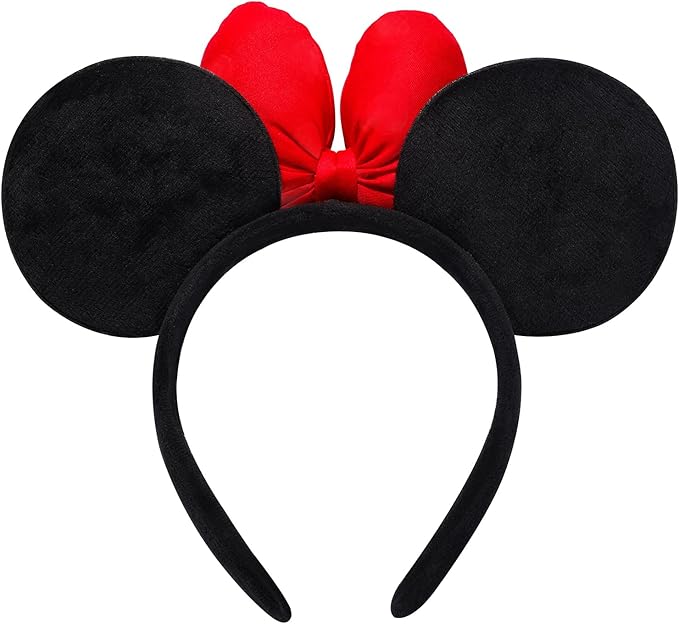 ODOCARE Handmade Mouse Ears Headband for Women and Ladies, Polka Dot Bow Minnie Ears Costume Accessories