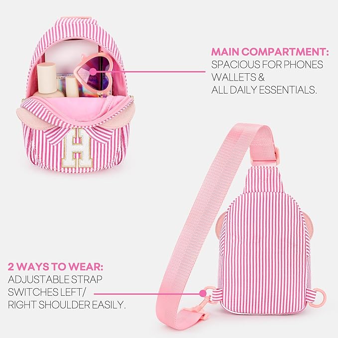 mibasies Initial Sling Bag for Girls, 4 Year Old Girl Birthday Gifts, Letter H