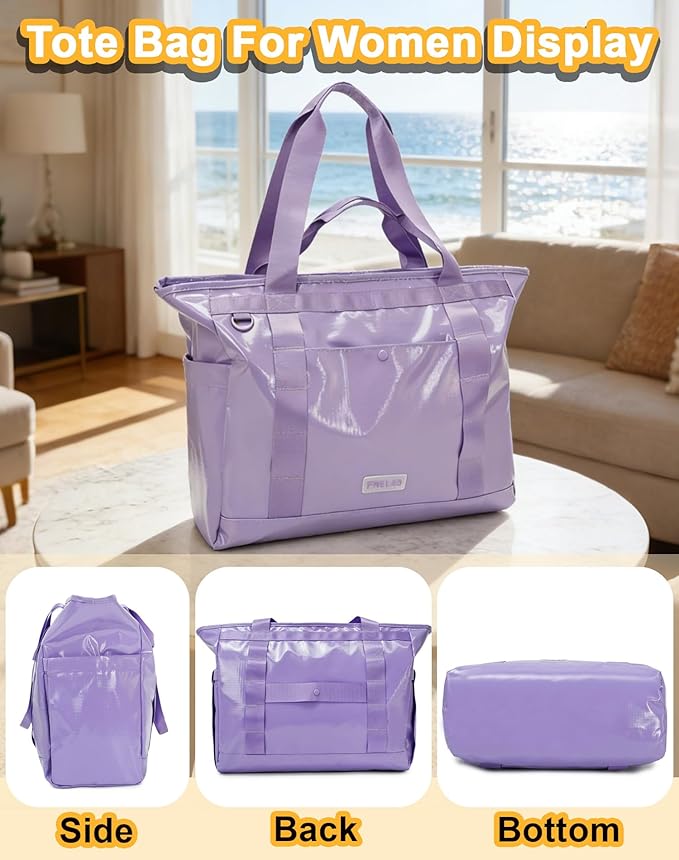 Tote Bag for Women, Lightweight Beach Bag with Laptop Pocket for Teacher Nurse, Travel Shoulder Handbag for College