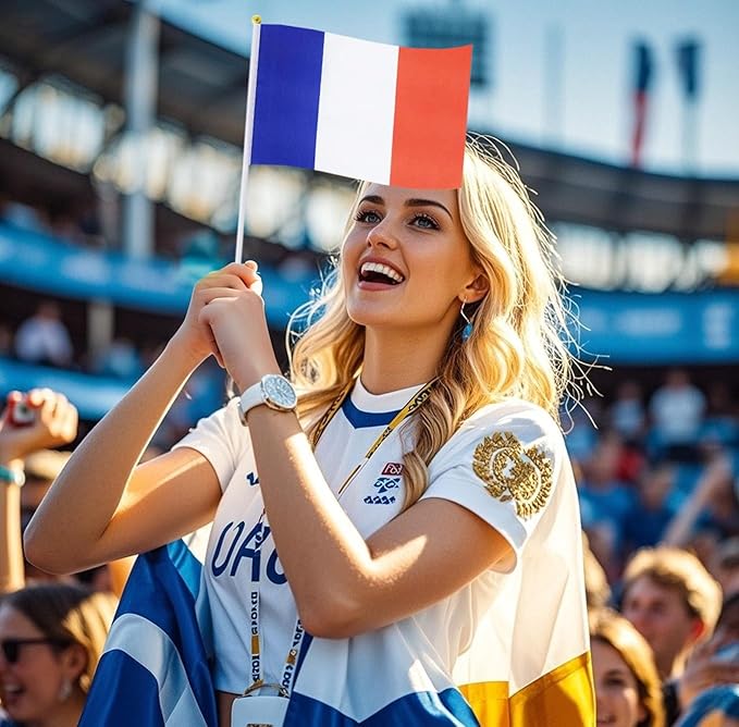 20 Pack Small France Flags on Stick Mini Handheld French Flag for Parades, Independence Day and Patriotic Events 5x8 Inch Durable Weather-Resistant Flags with 12 Inch Sticks(France)