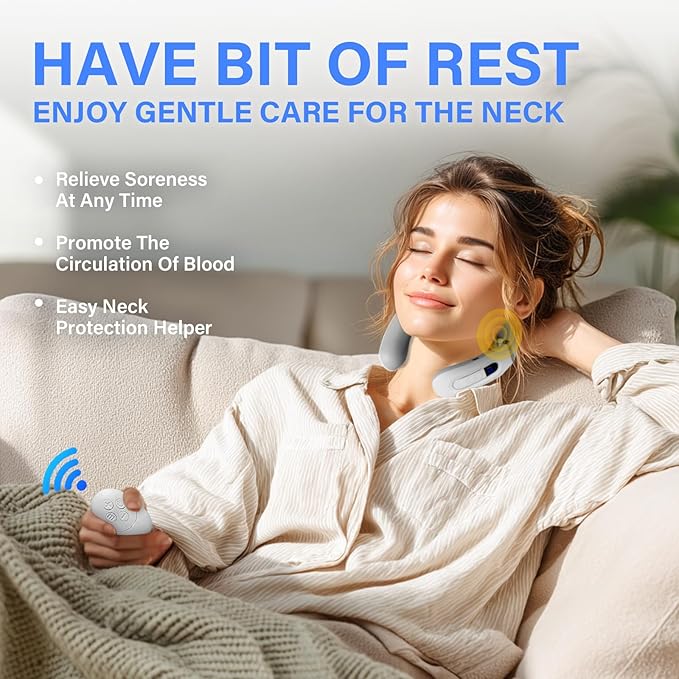 Richie House Neck Massager for Pain Relief Deep Tissue,Electric Portable Neck Massager with Heat for Women Men
