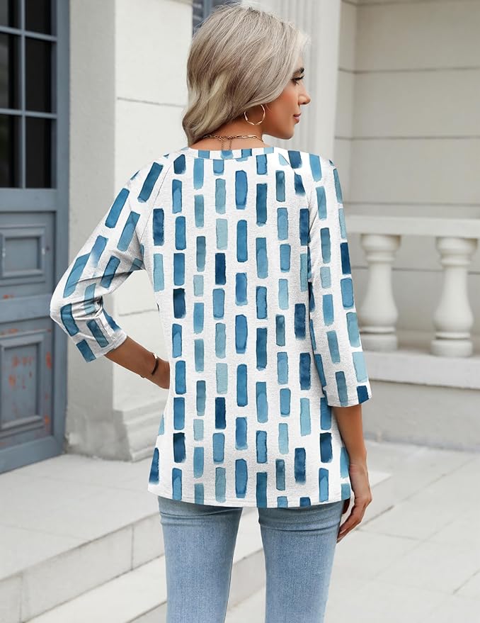 Zeagoo 3/4 Length Sleeve Womens Tops Casual V Neck Shirts Soft Basic Tees Business Work Blouses