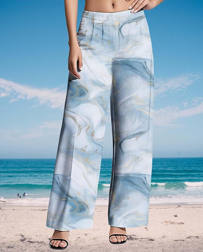 Womens Boho Pants Casual Oversize High Waisted Wide Leg Trousers Pattern Printed Ourdoors Pant for 2025 Summer