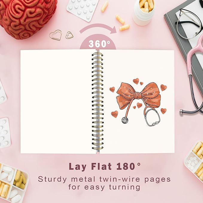 Lacama Bow Nurse Notebook Journal, Orange Nursing School Essentials, Nursing Student Graduation Gifts, Nurse Gifts for Women Nurse Appreciation Gift, Coquette Stuff Stethoscope Notebook