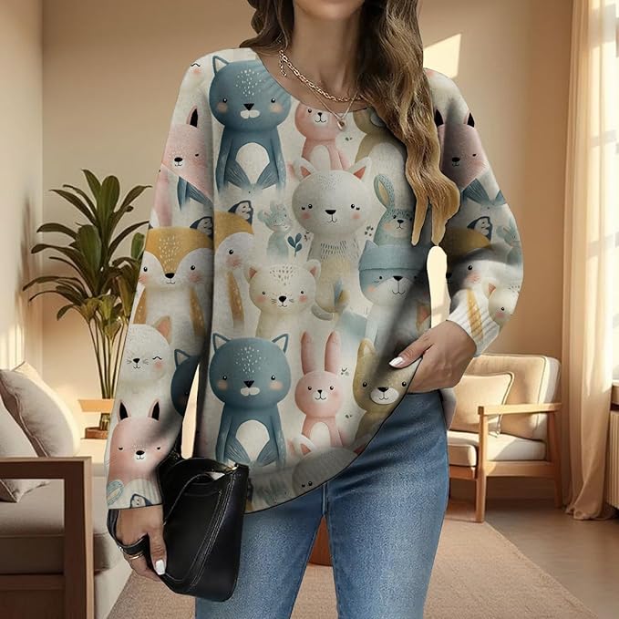 LIZALIG Women's Fall Christmas Snowman Sweater Long Sleeve Crewneck Pullover Festive Holiday Winter Outfit for Parties