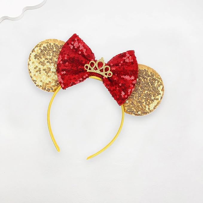 Sequin Mouse Ears Headbands for Women Girls Boys, Glitter Bows Headband for Kids Adults Birthday Party Costume Halloween
