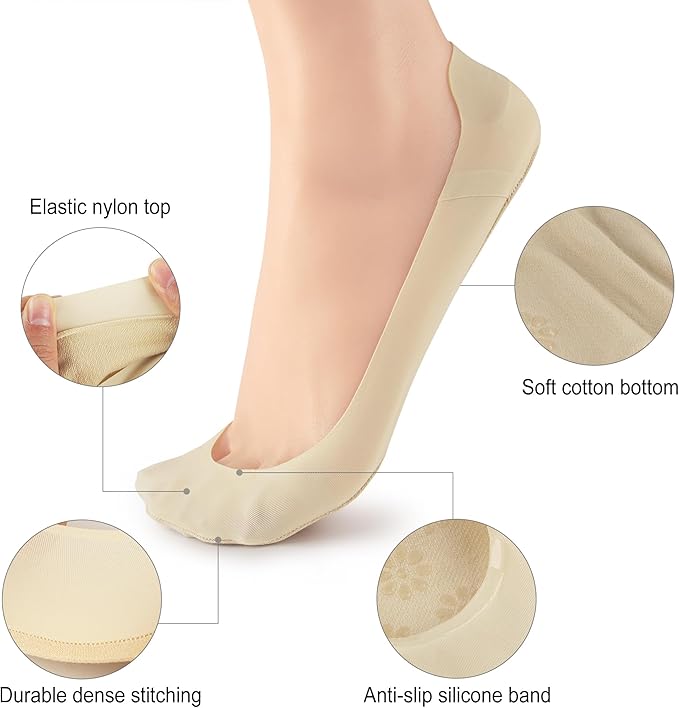 WISVOOO No Show Socks Womens Liner Ultra Low Cut Non Slip Invisible Socks for Flats