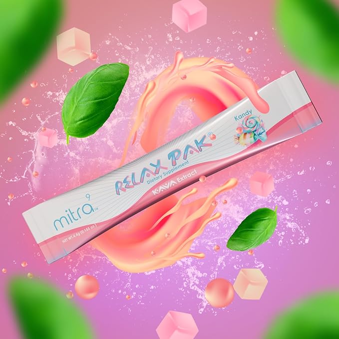 Mitra9 Kava Powder RelaxPak - Kandy Kava Extract Powder Packets | Mood Enhancer | Plant Based | Promotes Natural Calm & Clarity | Easy Open Single-Serving Stick (20)