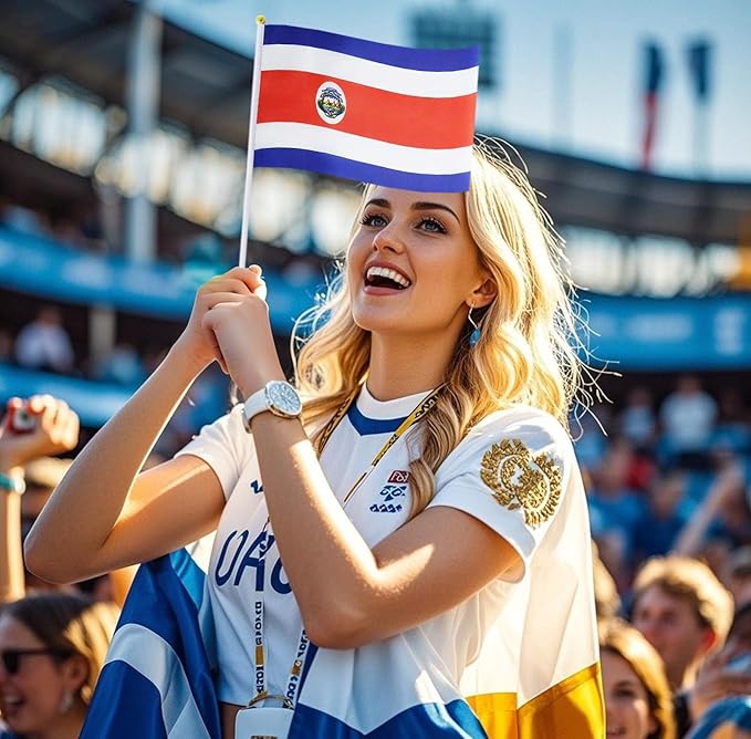 20 Pack Small Costa Rica Flags on Stick Mini Handheld Costa Rican Flag for Parades, Independence Day and Patriotic Events 5x8 Inch Durable Weather-Resistant Flags with 12 Inch Sticks(Costa Rica)