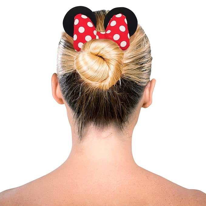 Styla Hair Scrunchies for Kids and Women - 2pk Velvet Bow Scrunchies with Sparkle Sequins Hair Bands for Pony Tails (Red White Puff Dot)