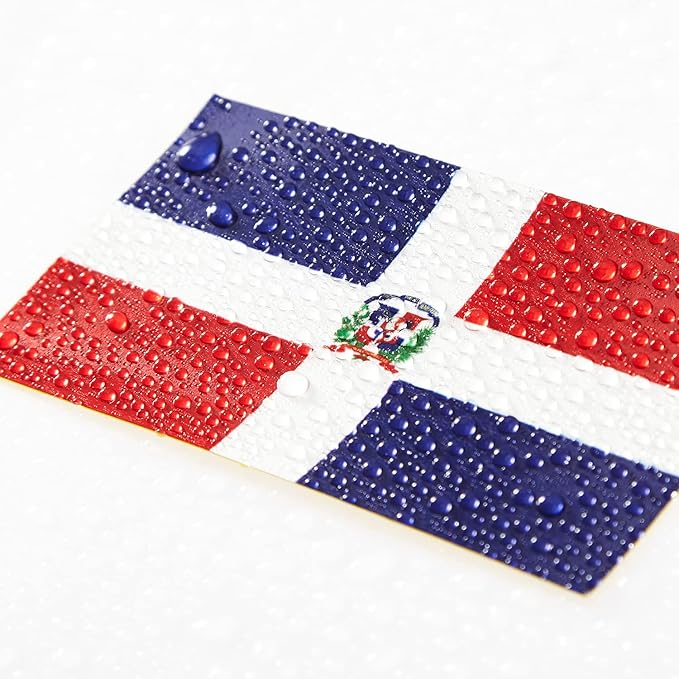 CANTENDO 5Pcs Dominican Flag Decal Sticker - Dominicans Flag Reflective Vinyl Car Stickers - for Car Window Bumper Waterproof Sticker (2.5 x 4.5 Inch)