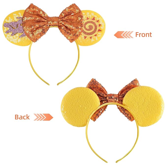 Seamoy Sequin Mouse Ears Headband, Lion King Animal Kingdom Park Ears, Sparkle Rose Gold Classic Ears Hairband