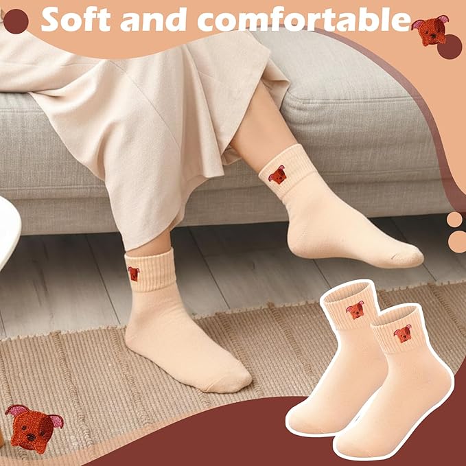 Eurzom 10 Pairs Socks Womens Crew Elastic Ankle Length Cotton Socks Aesthetic Cute Lightweight Low Cut Gifts for Women
