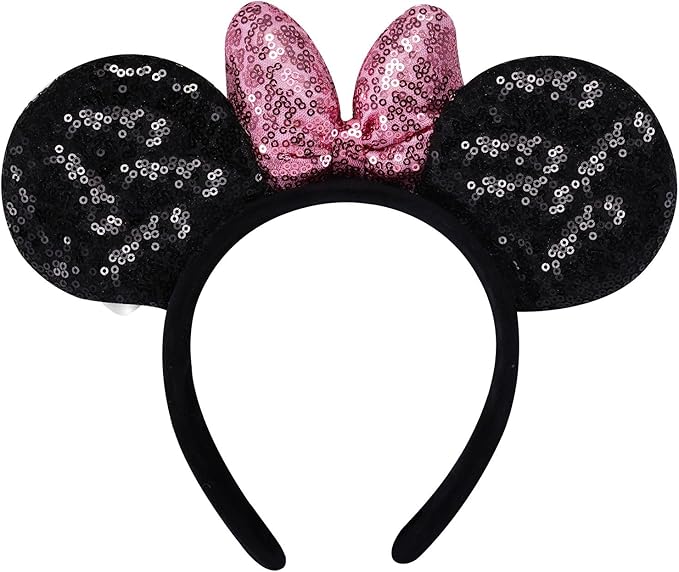 ODOCARE Handmade Mouse Ears Headband for Women and Ladies, Polka Dot Bow Minnie Ears Costume Accessories