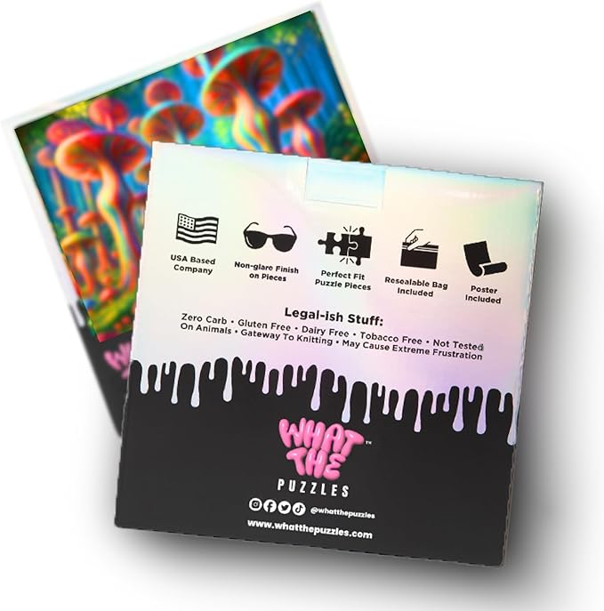 What The Puzzles - Challenging Jigsaw Puzzles 1000 Pieces, Difficult Brain Teaser Puzzles for Adults (Mushroom)
