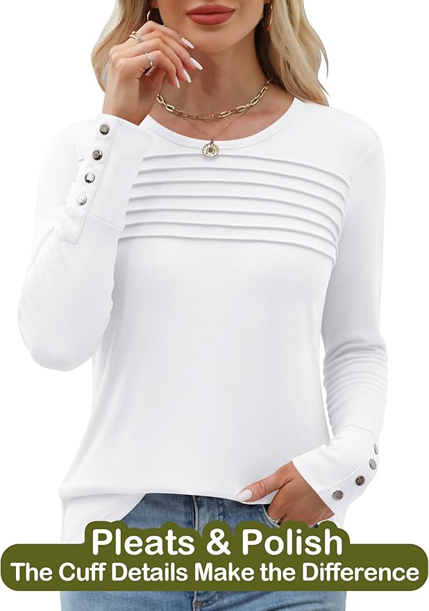 Blouses for Women Dressy Casual Long Sleeve Fall Fashion Tops Trendy Outfits for Work Office Shirts Thicker Clothes