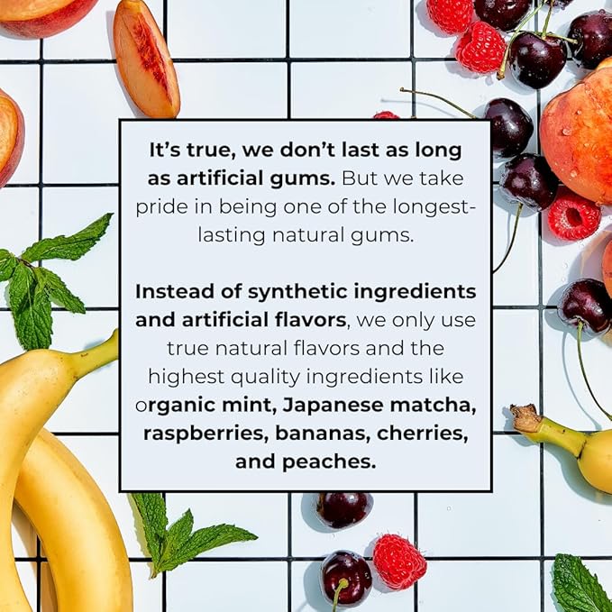 Refresh Gum, Sugar Free, Natural, Xylitol, Long Lasting Chewing Gum, Natural Flavors, Organic Ingredients, Plastic Free, Non GMO, Gluten Free, Vegan (12 Count (Pack of 6), Fruit Variety)