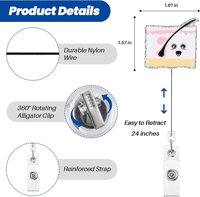 Funny Dermatologist Badge Reel, Cute Cosmetic Dermatology Retractable ID Card Badge Holder, Name Work Badge Clip for Dermatopathology Lab Plastic & Reconstructive Surgery Doctor, Nurse Doctor Gifts