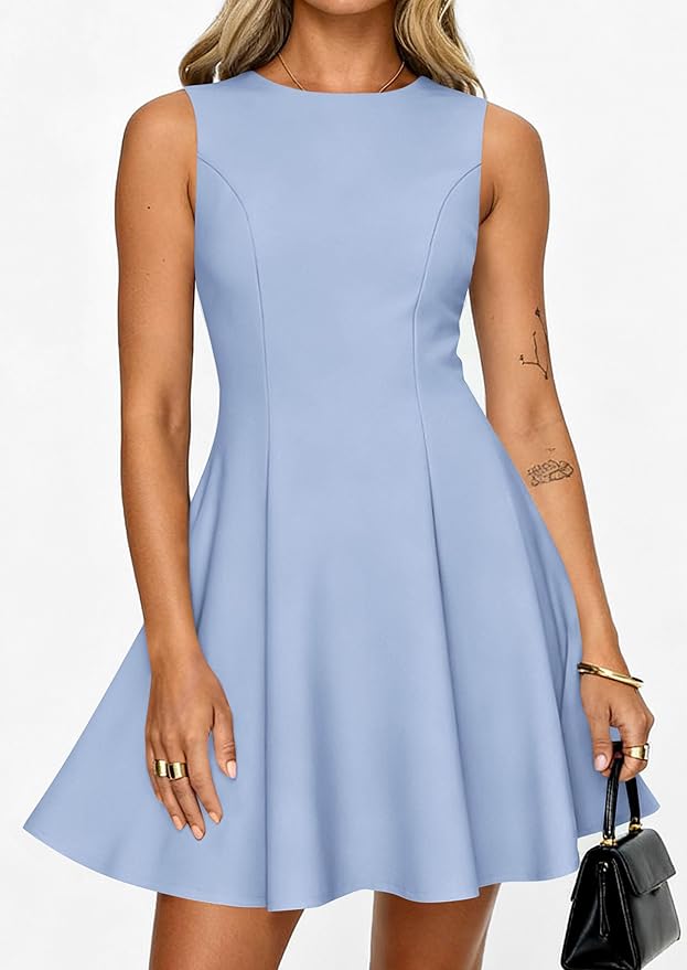 PRETTYGARDEN Summer Dresses for Women 2026 Elegant Sleeveless Boat Neck A Line Spring Formal Cocktail Party Mini Dress